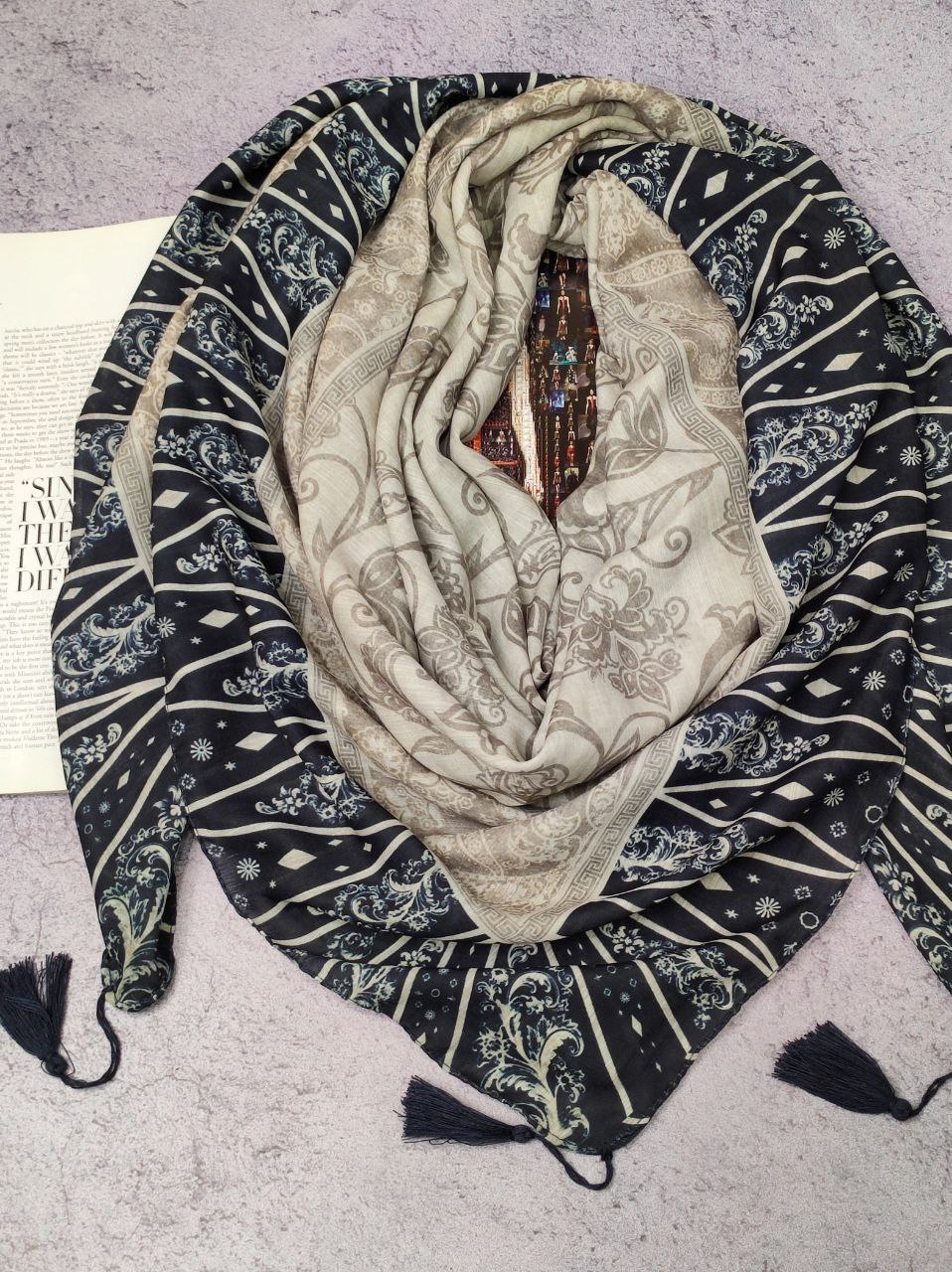 روسری نخی منگوله بسته6طرحی کدr2 (عمده)
