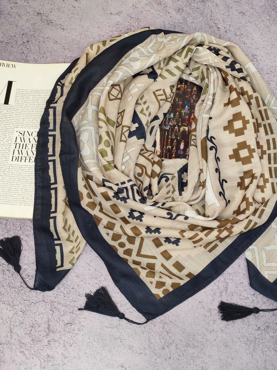 روسری نخی منگوله بسته6طرحی کدr2 (عمده)
