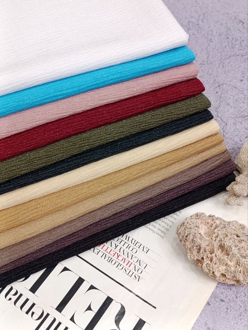 شال شنی وارداتی بسته12رنگی کد sp35 (عمده)
