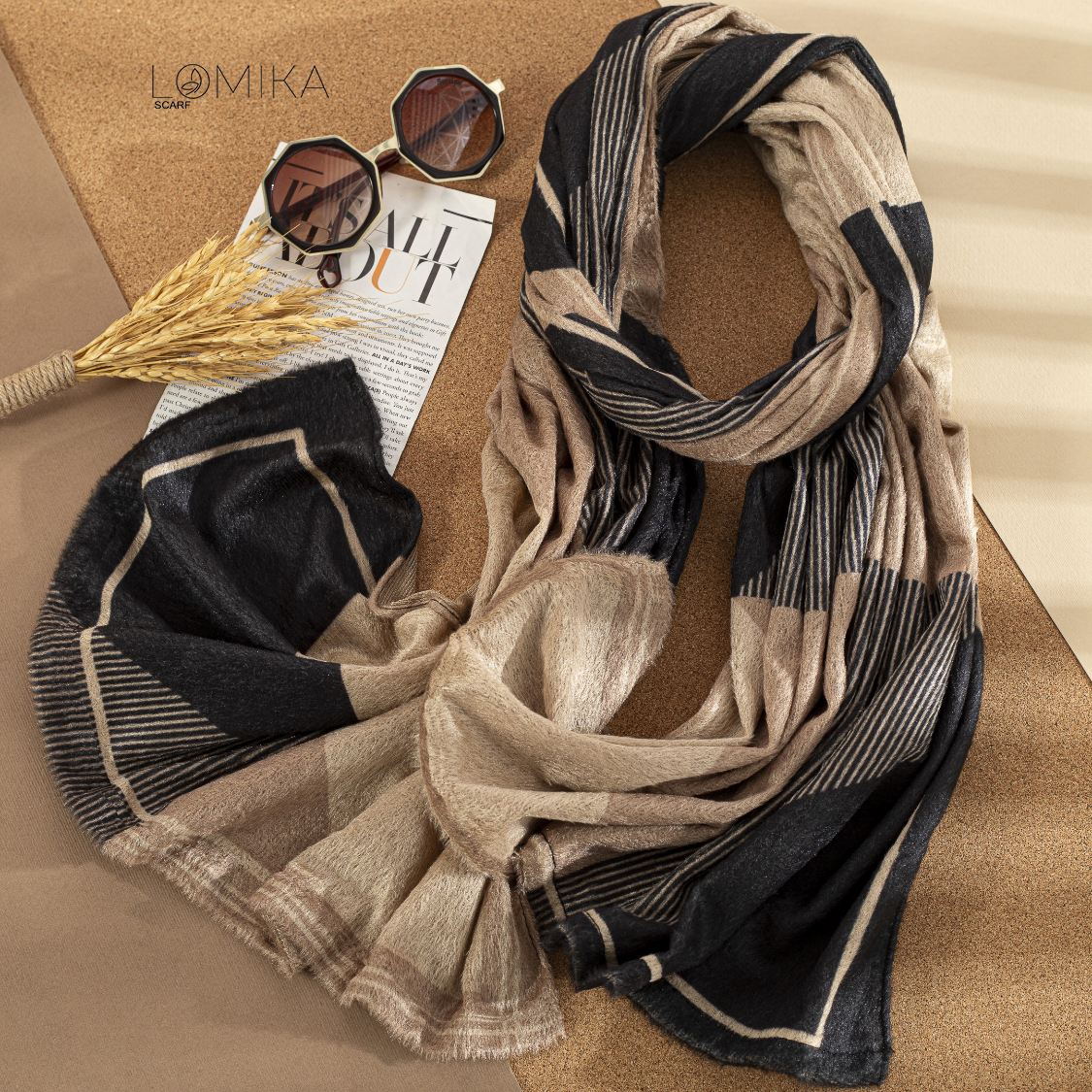 شال مخمل رنگبندی بسته4رنگی کد sc40 (عمده)
