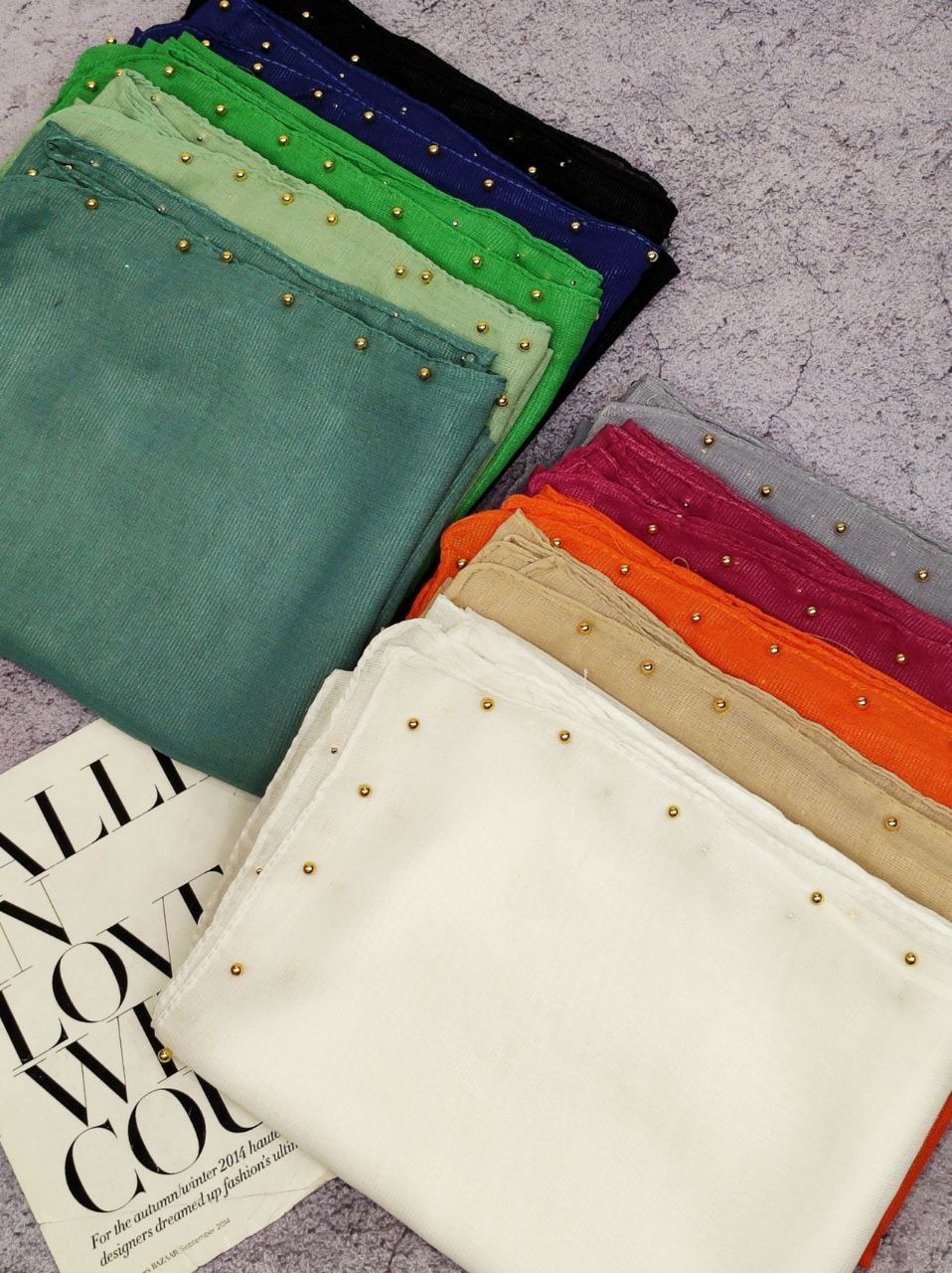 شال حریر لبه مروارید بسته10رنگی کد sm7 (عمده)
