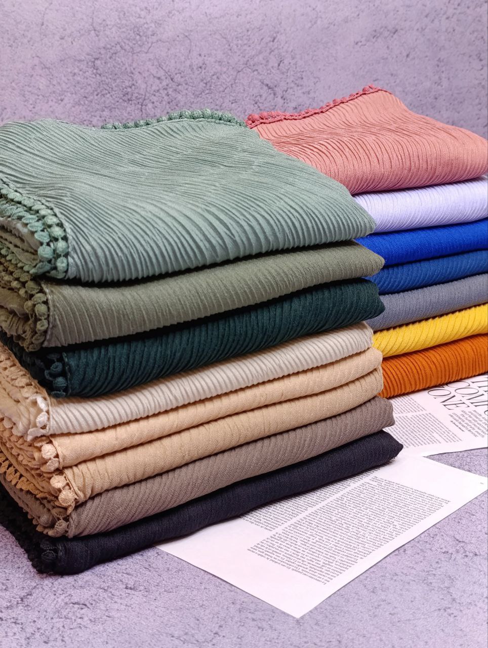 شال پلیسه پاییزه دورعدسی بسته14رنگی کد ps14 (عمده)
