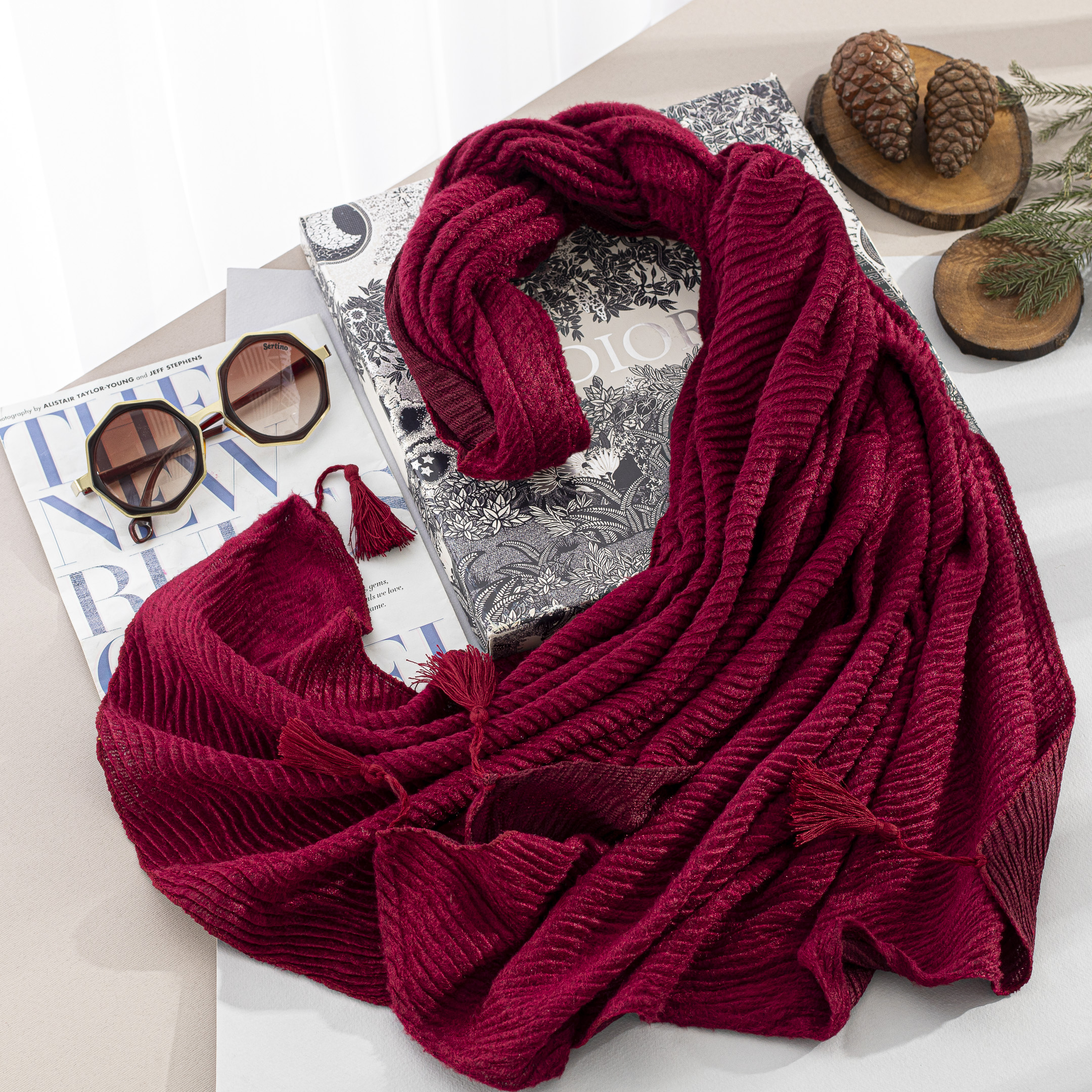 شال پلیسه مخمل بسته7رنگی کد ps23 (عمده)
