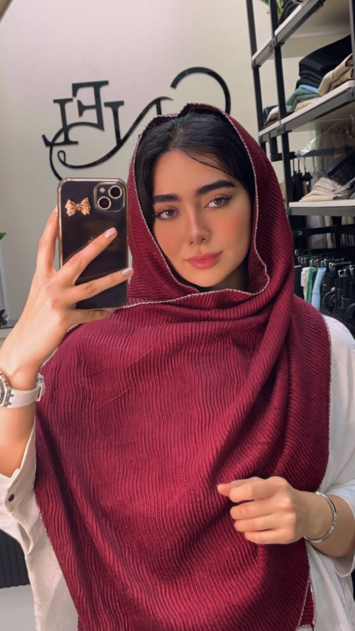 شال پلیسه مخمل دورلمه بسته7رنگی کد ps27 (عمده)
