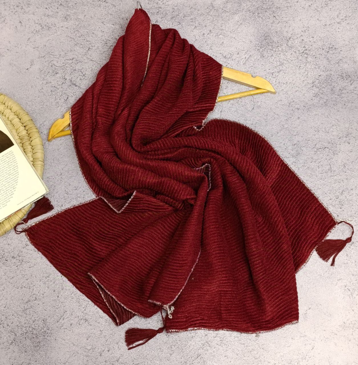 شال پلیسه مخمل دورلمه بسته7رنگی کد ps27 (عمده)
