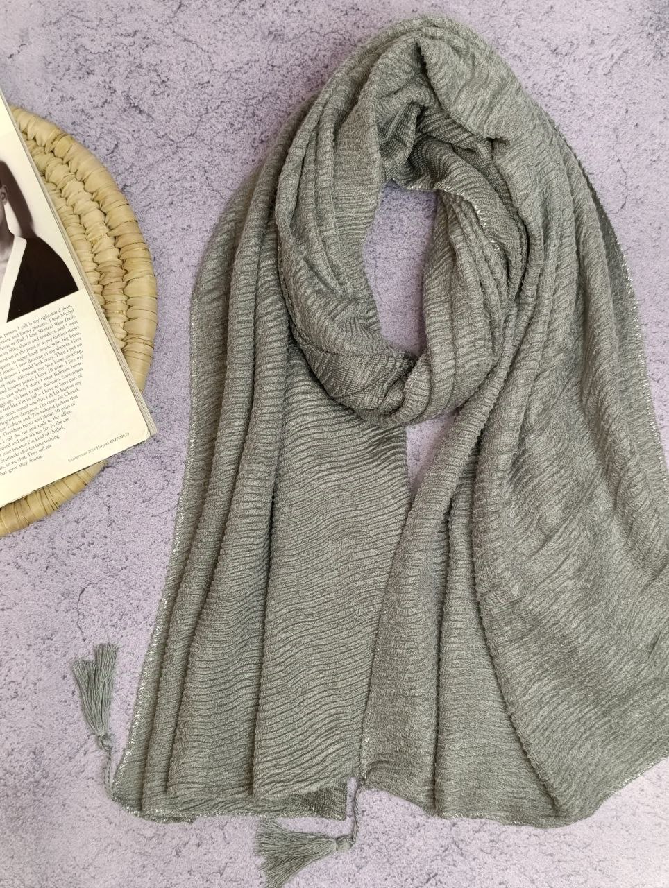 شال پلیسه مخمل دورلمه بسته7رنگی کد ps27 (عمده)
