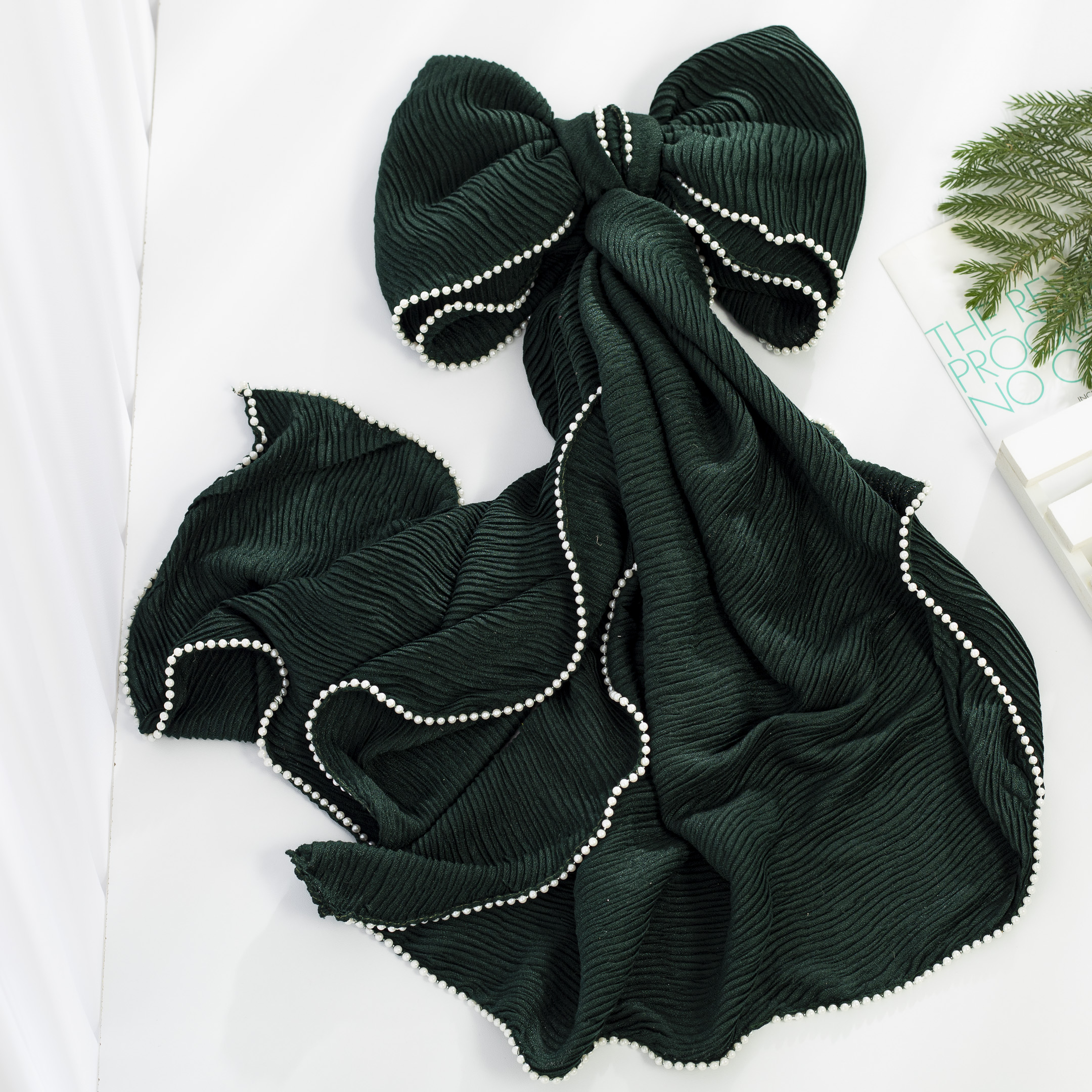 شال پلیسه دورمروارید بسته12رنگی کد sm24 (عمده)
