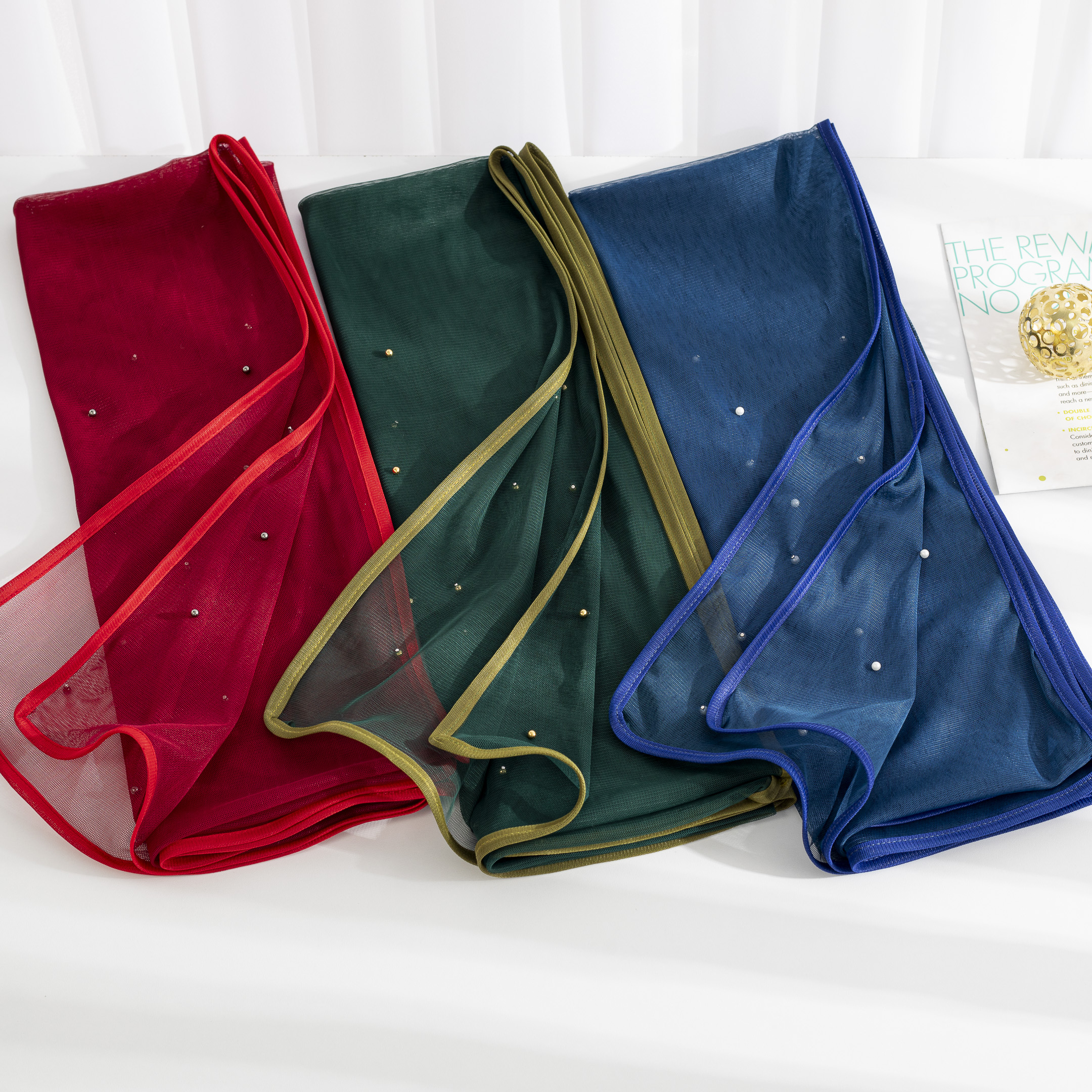 شال توری مروارید بسته12رنگی کد sm26 (عمده)
