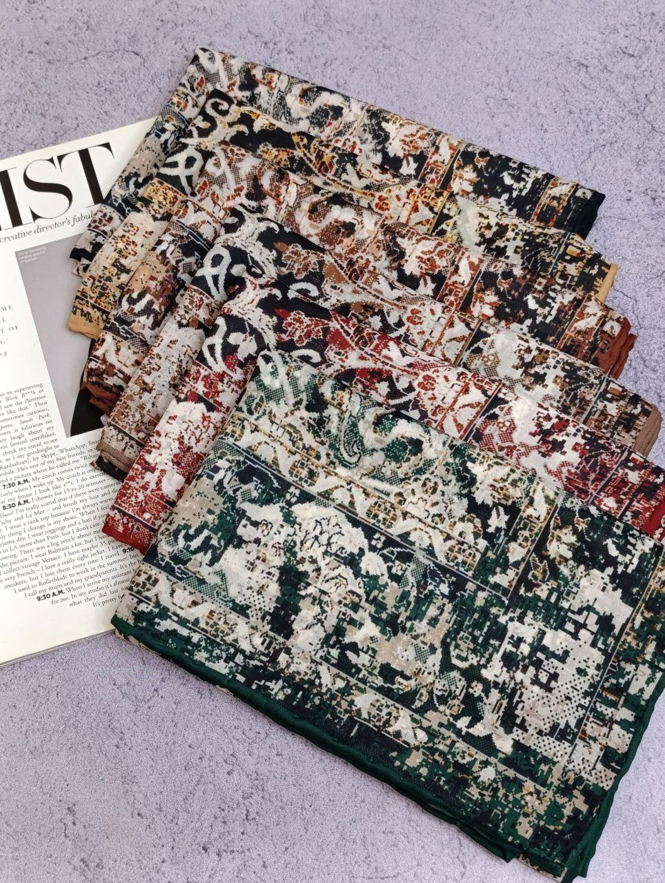 روسری حریر دستدوز بسته6رنگی کد r59 (عمده)
