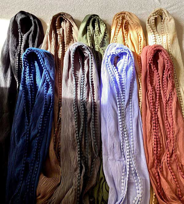 شال پلیسه دورعدسی بسته10رنگی کد ps36 (عمده)
