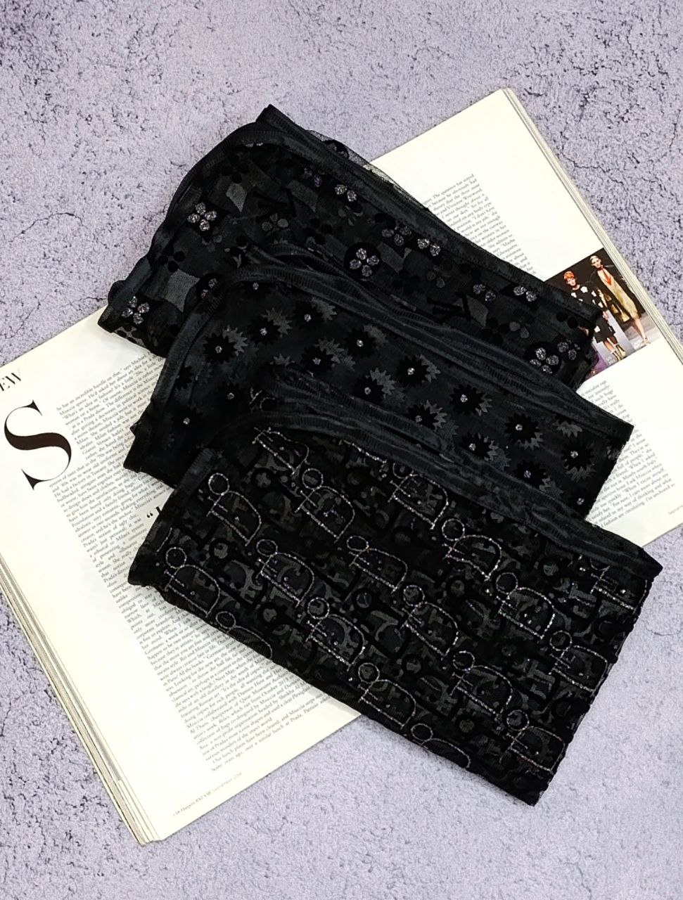 شال توری اکلیلی وارداتی بسته3طرحی کد sm35 (عمده)
