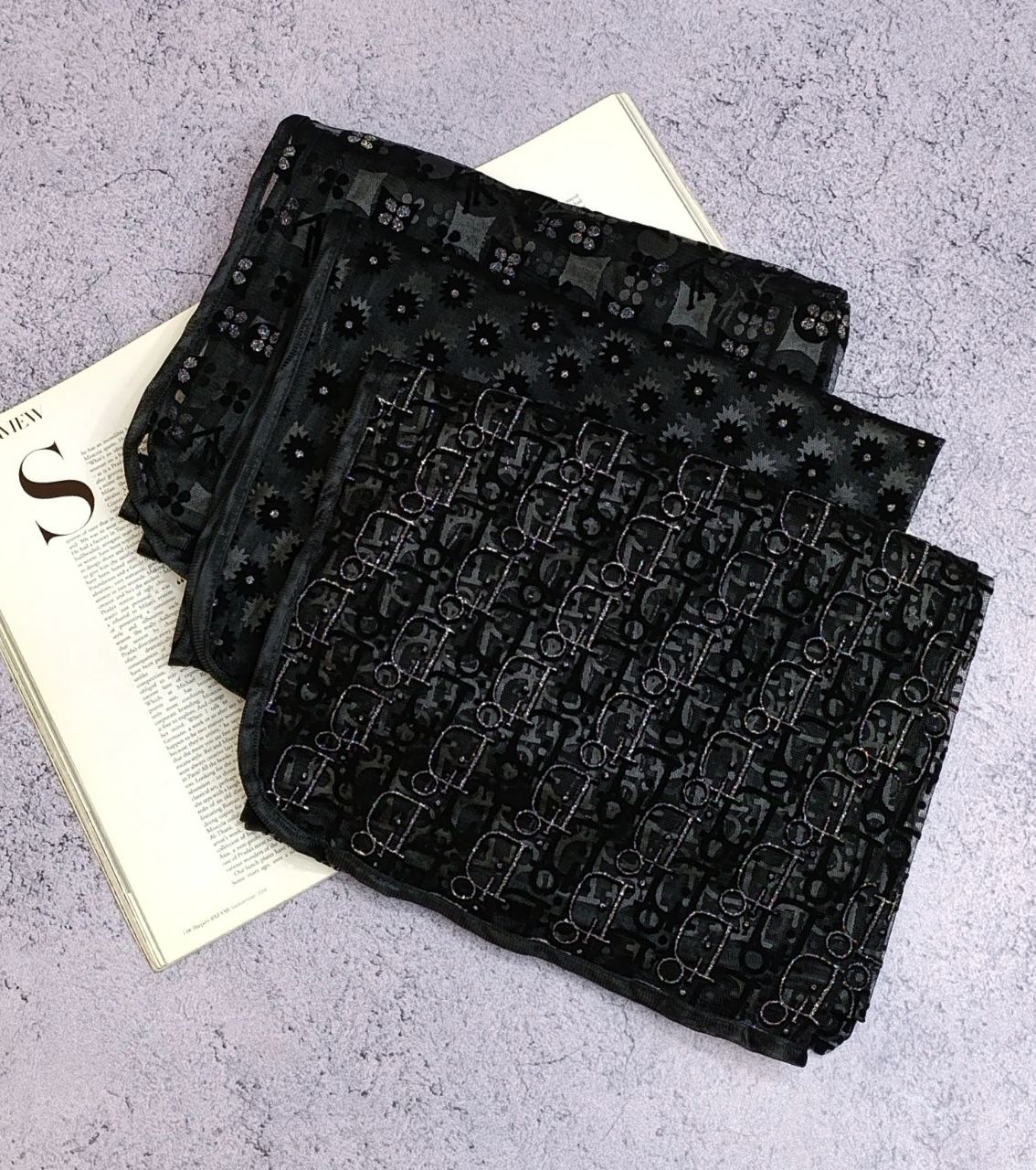 شال توری اکلیلی وارداتی بسته3طرحی کد sm35 (عمده)
