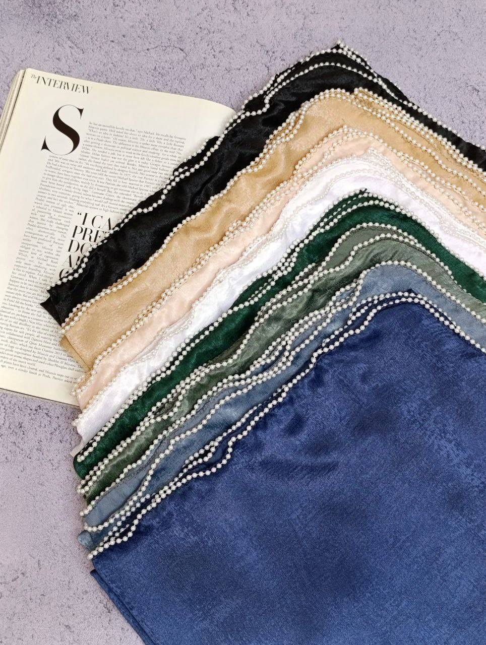 شال کوپرا دورمروارید بسته9رنگی کد sm37 (عمده)
