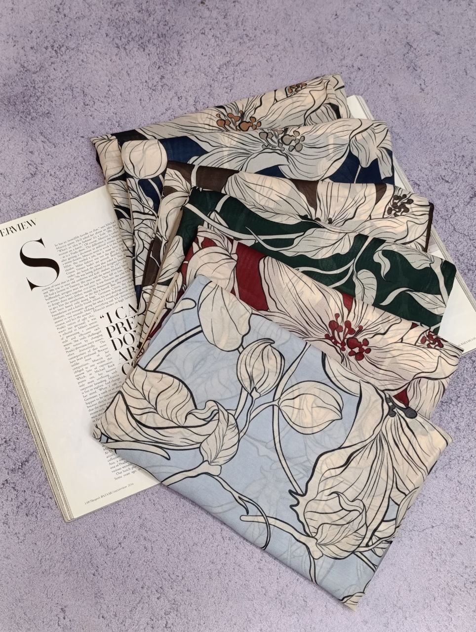 روسری حریر دستدوز بسته6رنگی کد r63 (عمده)
