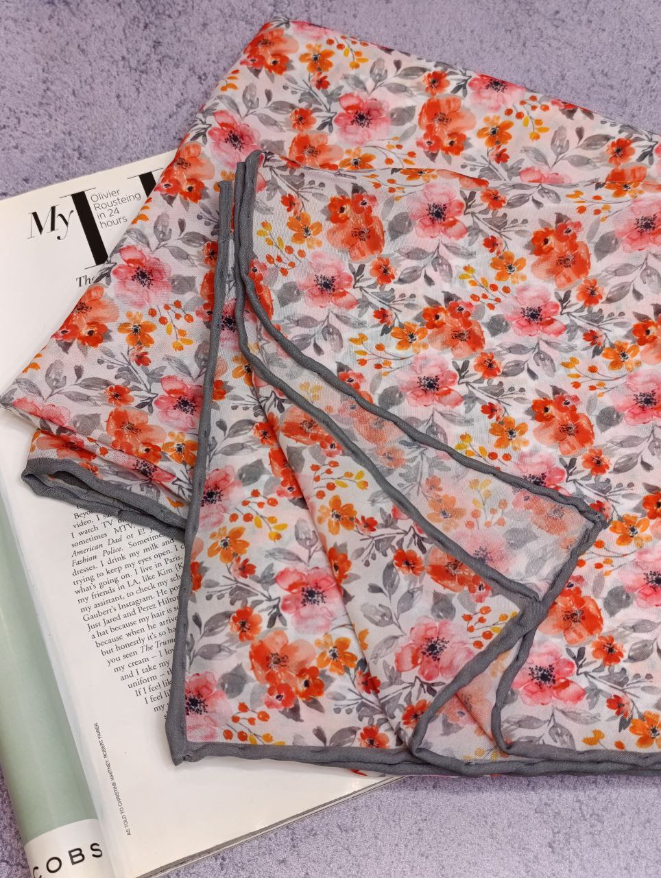 روسری حریردستدوز بسته8طرحی کد r64 (عمده)
