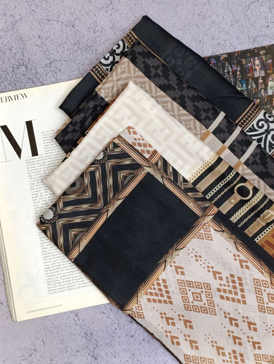 روسری حریر دستدوز بسته4طرحی کد r66 (عمده)
