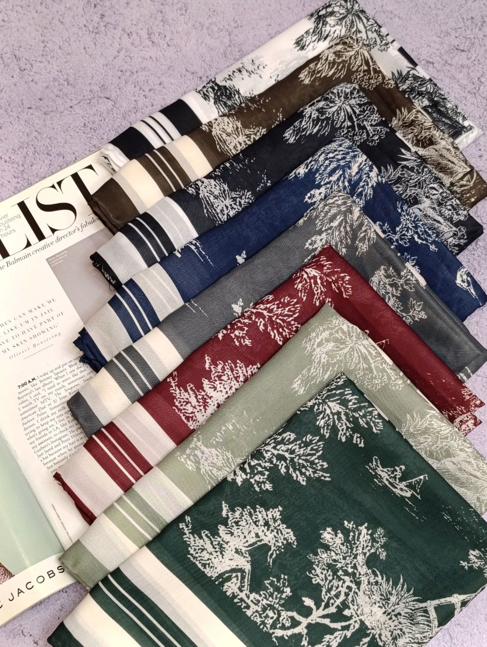 روسری حریر دستدوز بسته8رنگی کد r70 (عمده)
