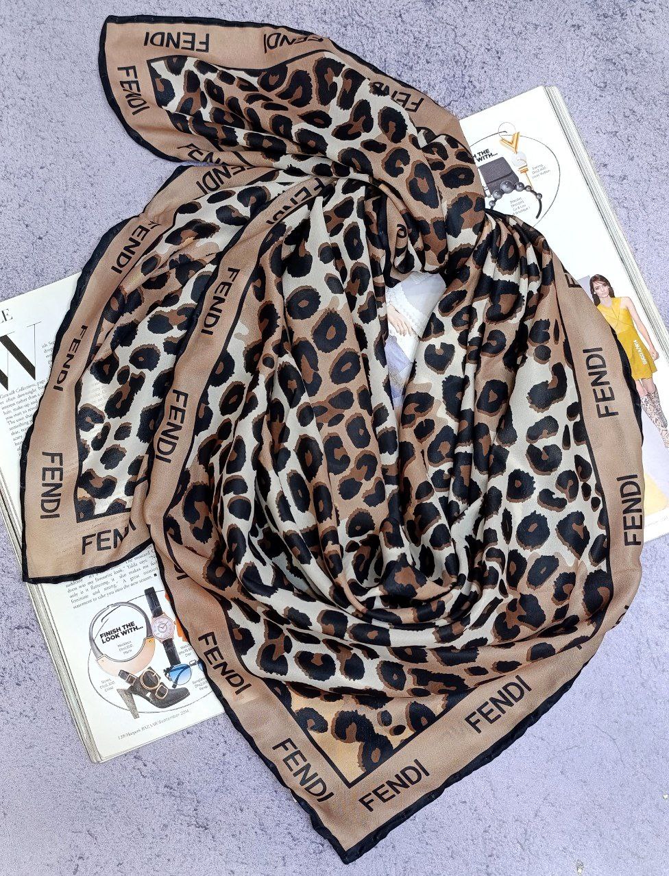 روسری حریر پلنگی دستدوز بسته6طرحی کد r73 (عمده)
