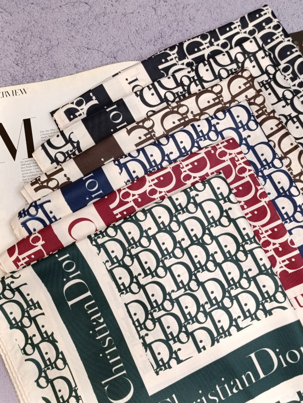 روسری ابریشم توییل دیور بسته6رنگی کد r74 (عمده)
