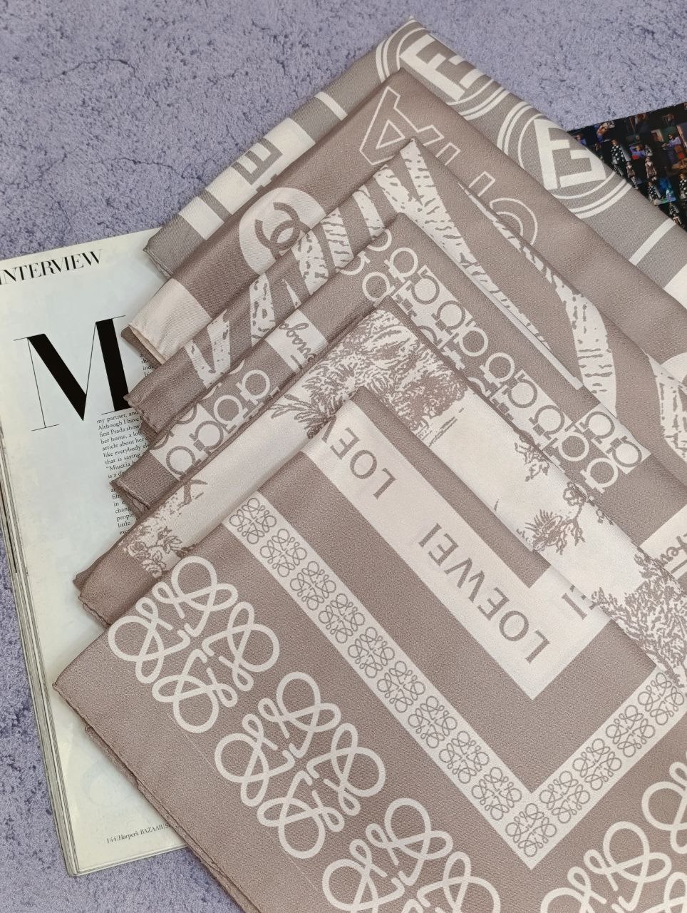 روسری ابریشم توییل پک کرم روشن بسته6طرحی کد r75 (عمده)
