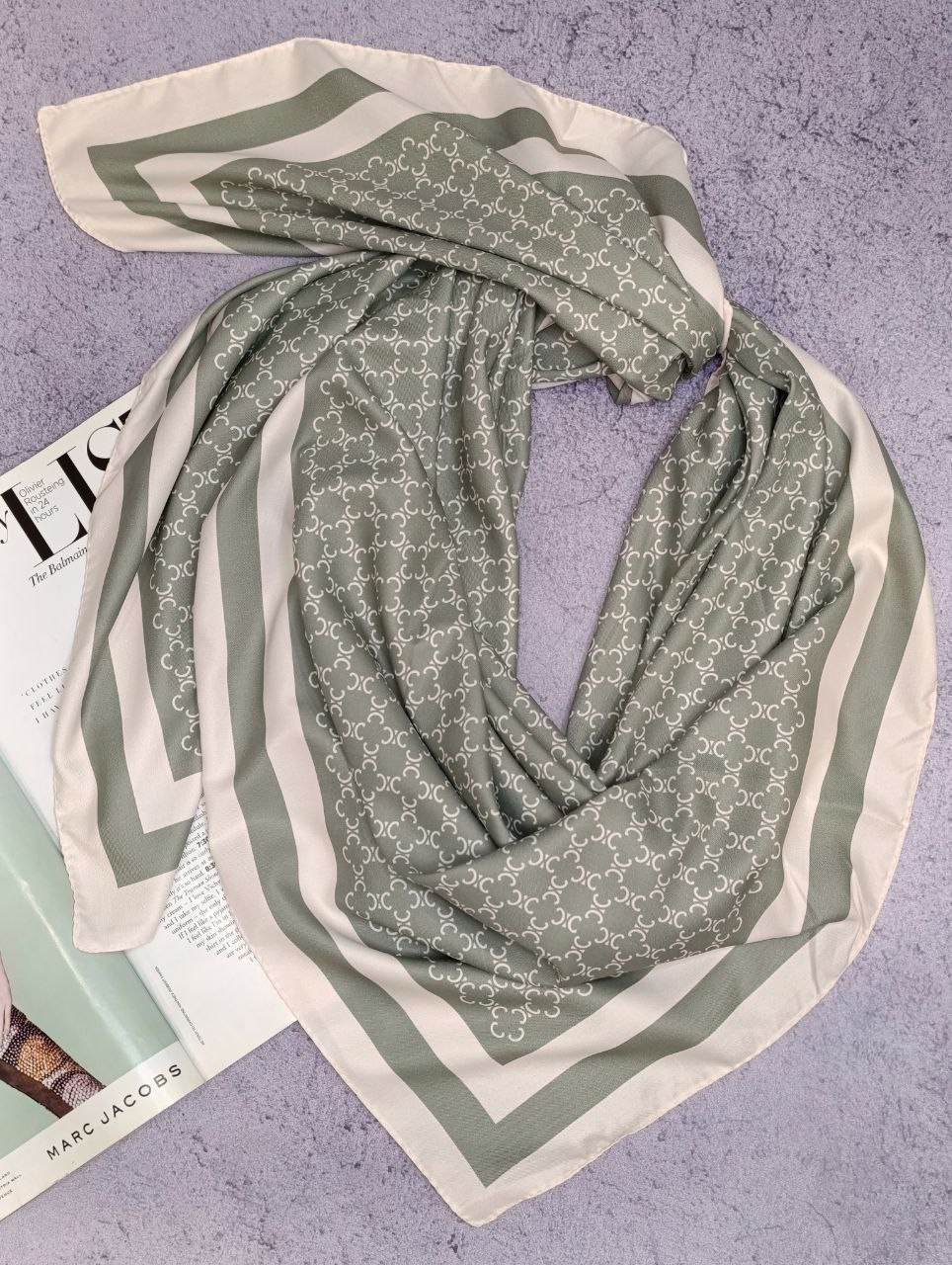 روسری ابریشم توییل پک سبز پاستیلی بسته6طرحی کد r76 (عمده)
