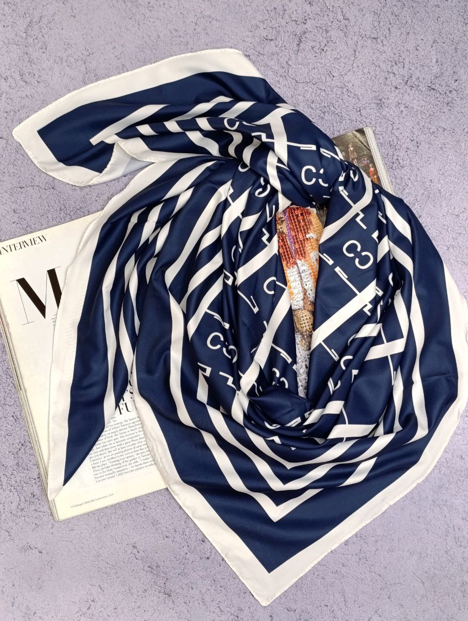 روسری ابریشم توییل پک سورمه ای بسته6طرحی کد r78 (عمده)
