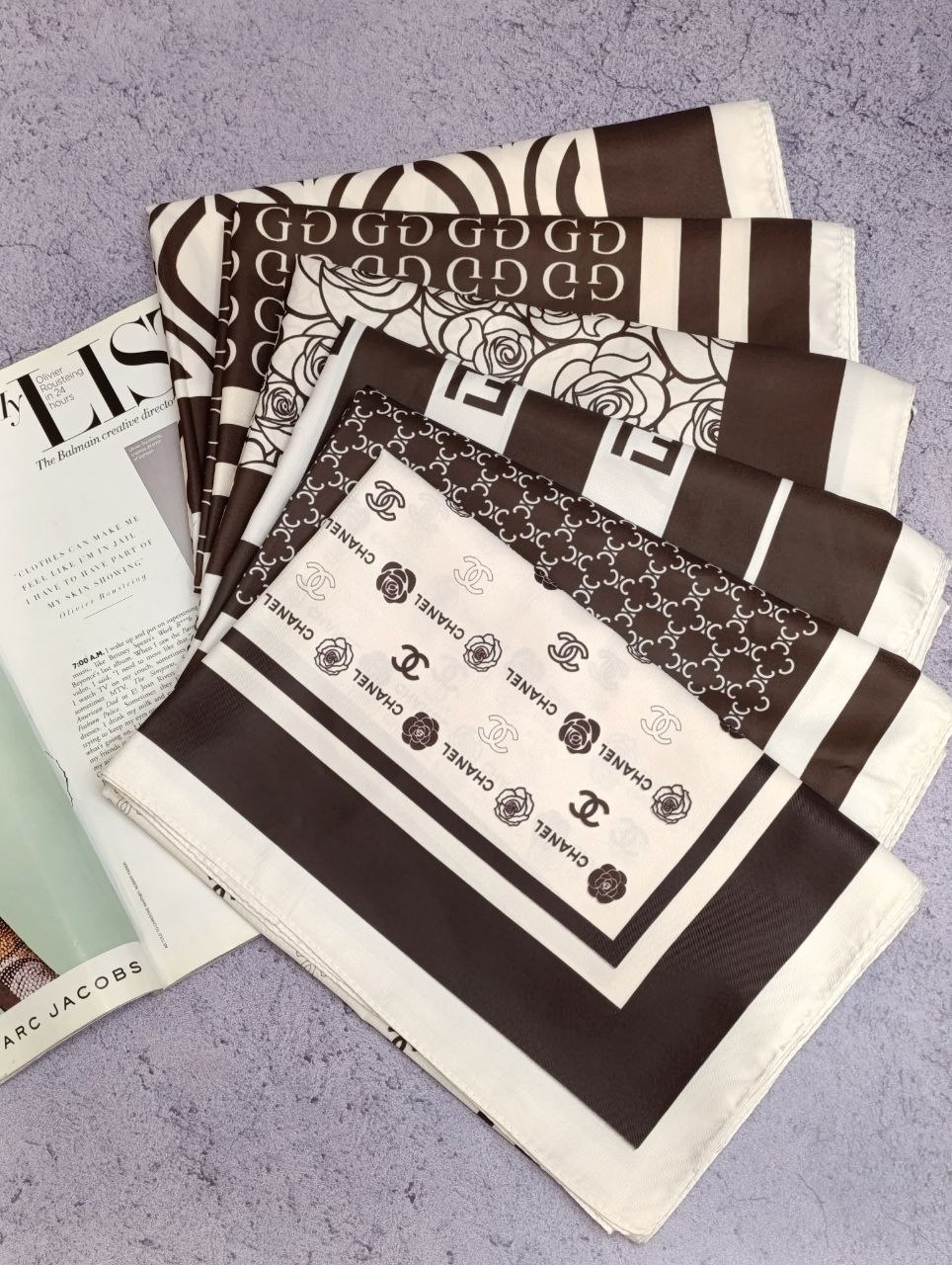 روسری ابریشم توییل پک موکا رنگ سال بسته6طرحی کد r80 (عمده)
