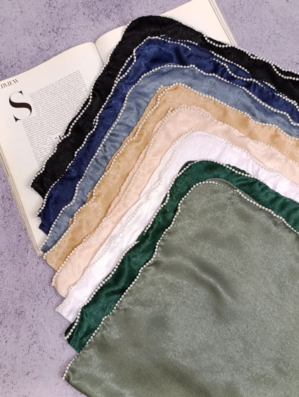 مینی اسکارف کوپرا دورمروارید بسته9رنگی کد mm7 (عمده)
