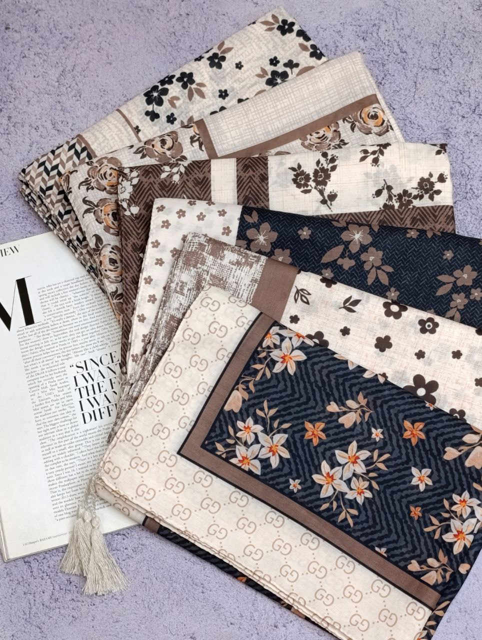 روسری نخی بسته6طرحی کد r83 (عمده)
