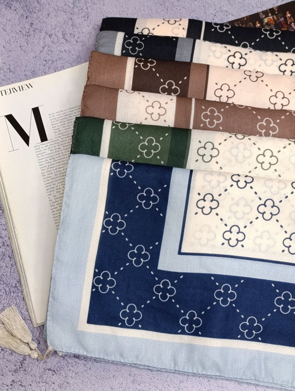 روسری نخی بسته6رنگی کد r84 (عمده)
