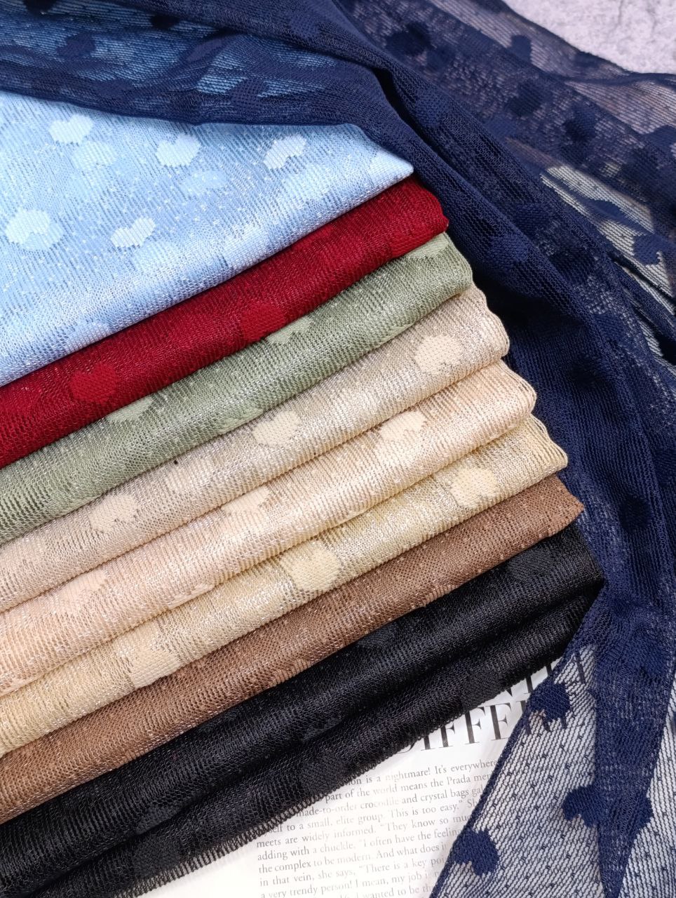 شال توری قلبی بسته10رنگی کد sm55 (عمده)
