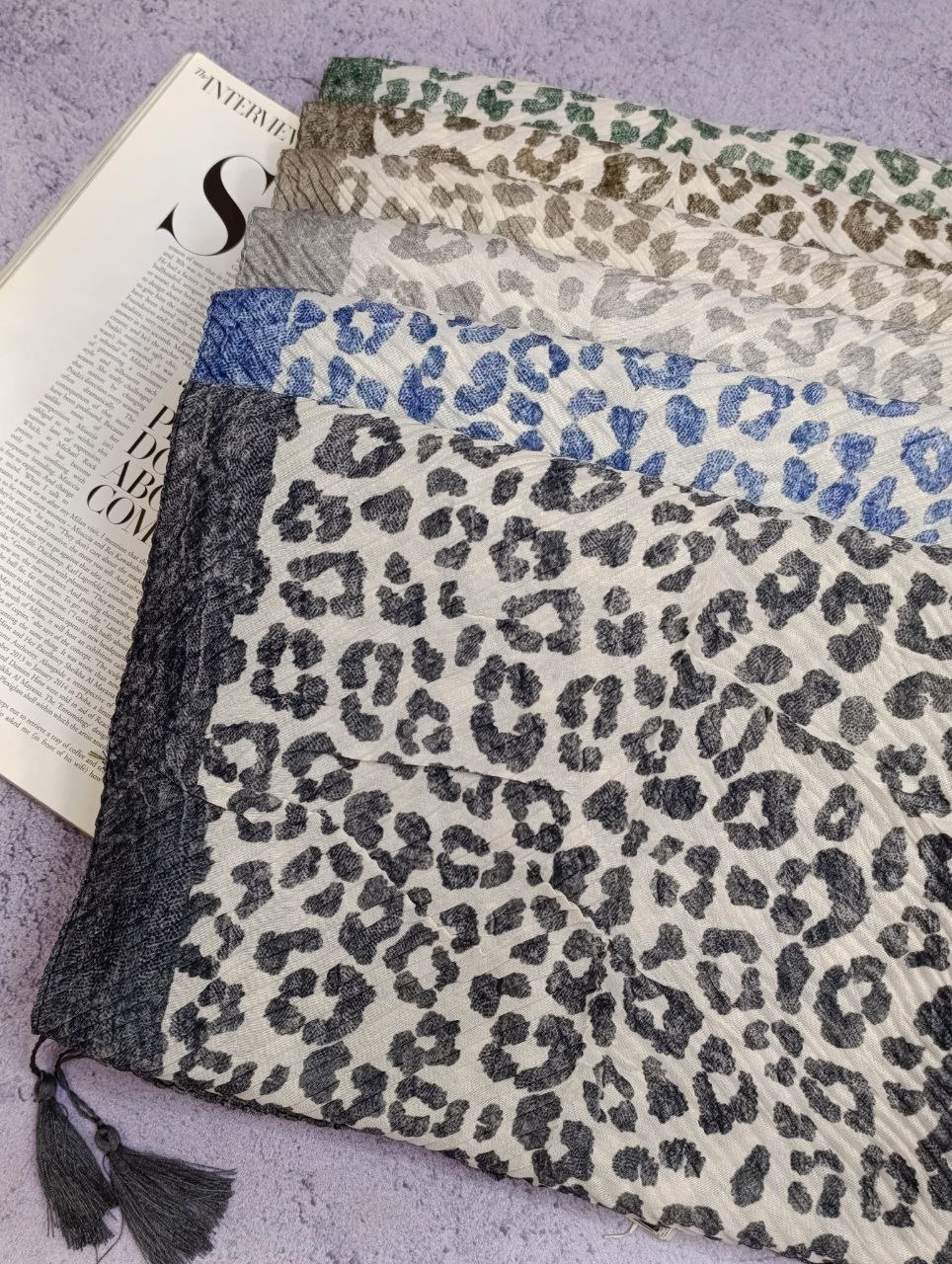 شال پلیسه پلنگی بسته6رنگی کد sp47 (عمده)
