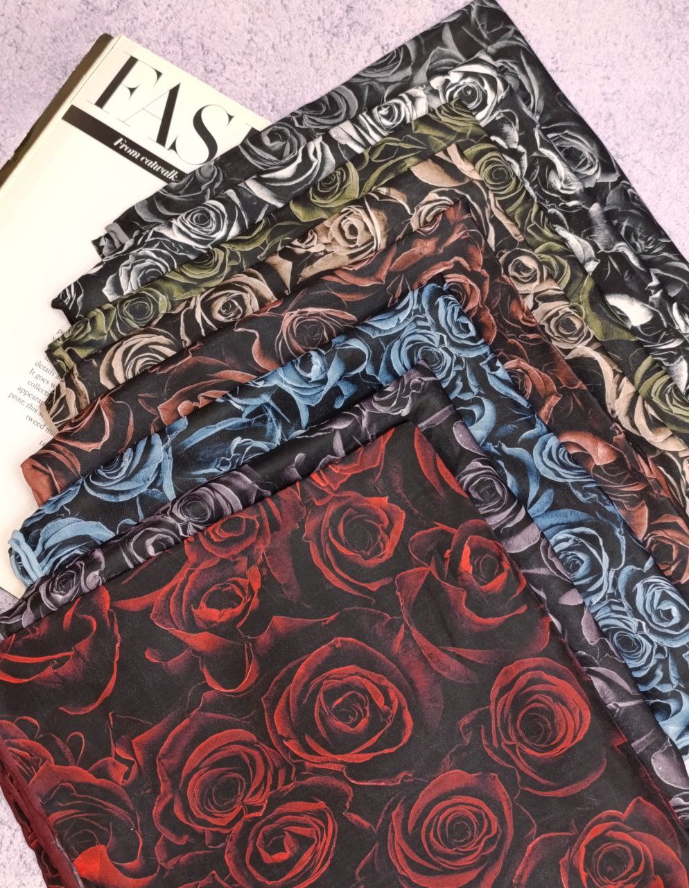 روسری حریر دستدوز بسته8رنگی کد r87 (عمده)
