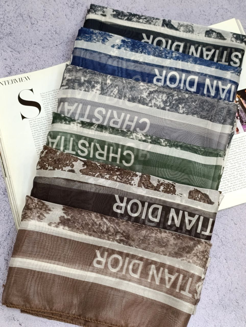 شال حریر دیور جنگلی بسته6رنگی کد sh56 (عمده)
