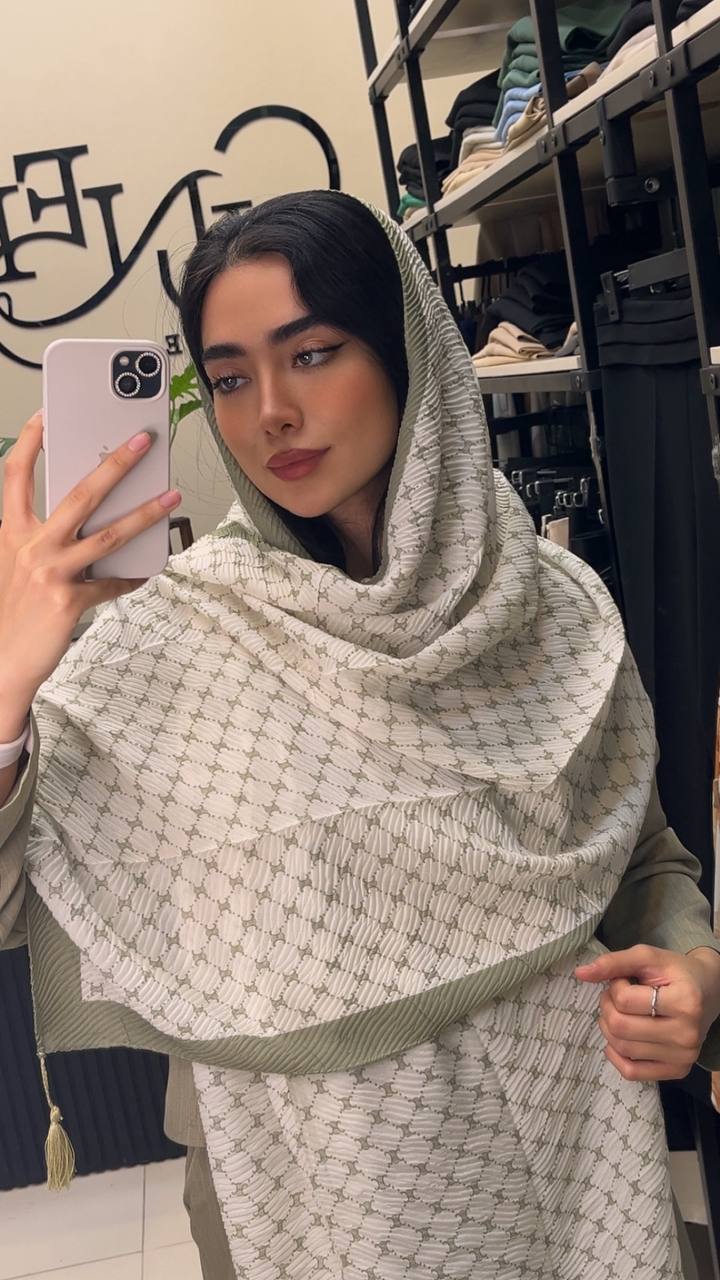 شال پلیسه پک سبز بسته8طرحی کد sp50 (عمده)