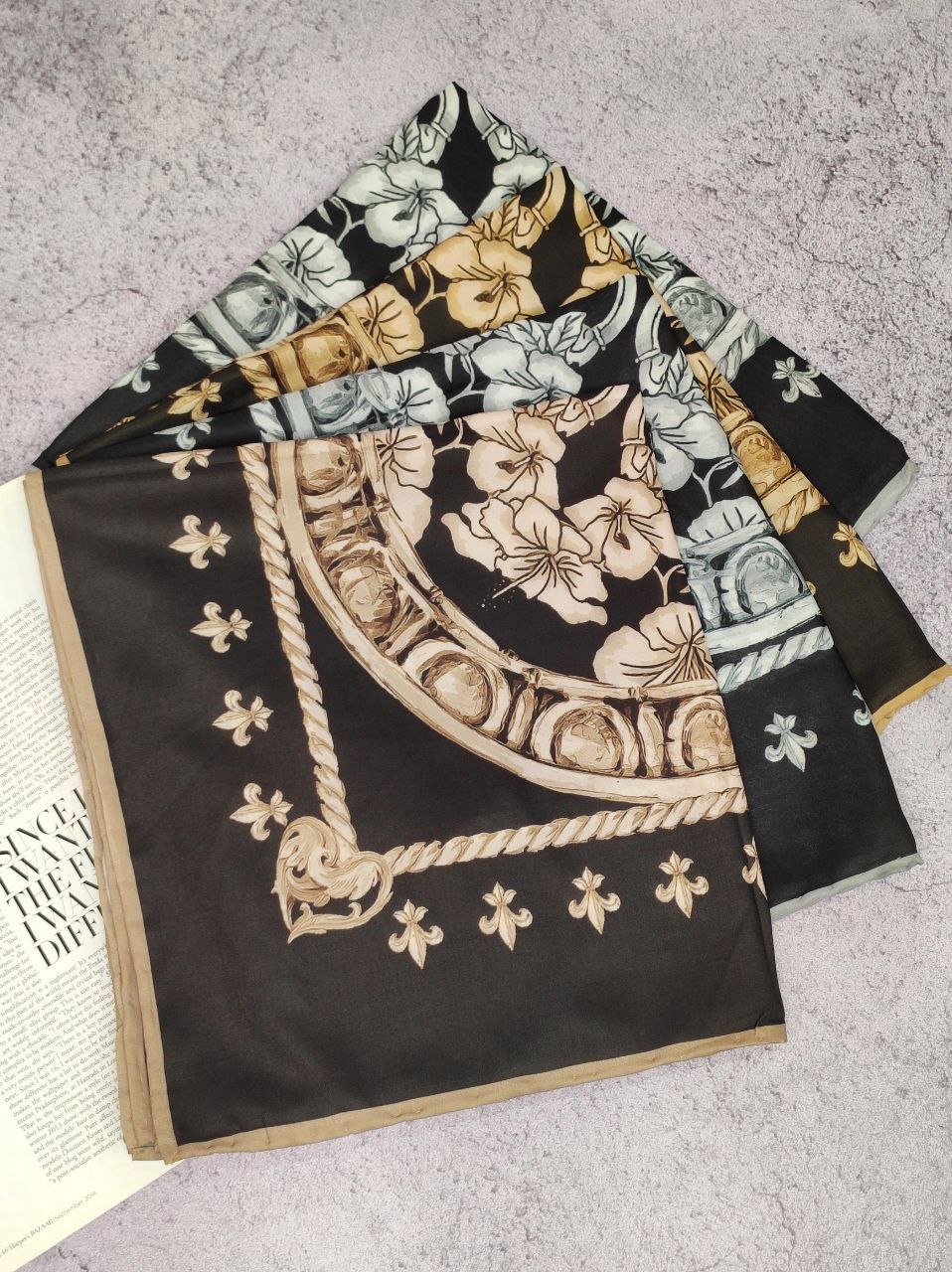 روسری حریر بسته4رنگی کد r22 (عمده)
