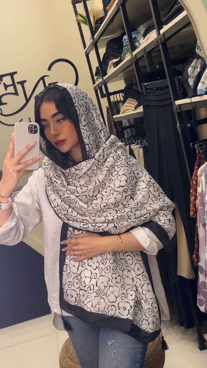 شال چاپی پک سفیدمشکی بسته10طرحی کد sh61 (عمده)
