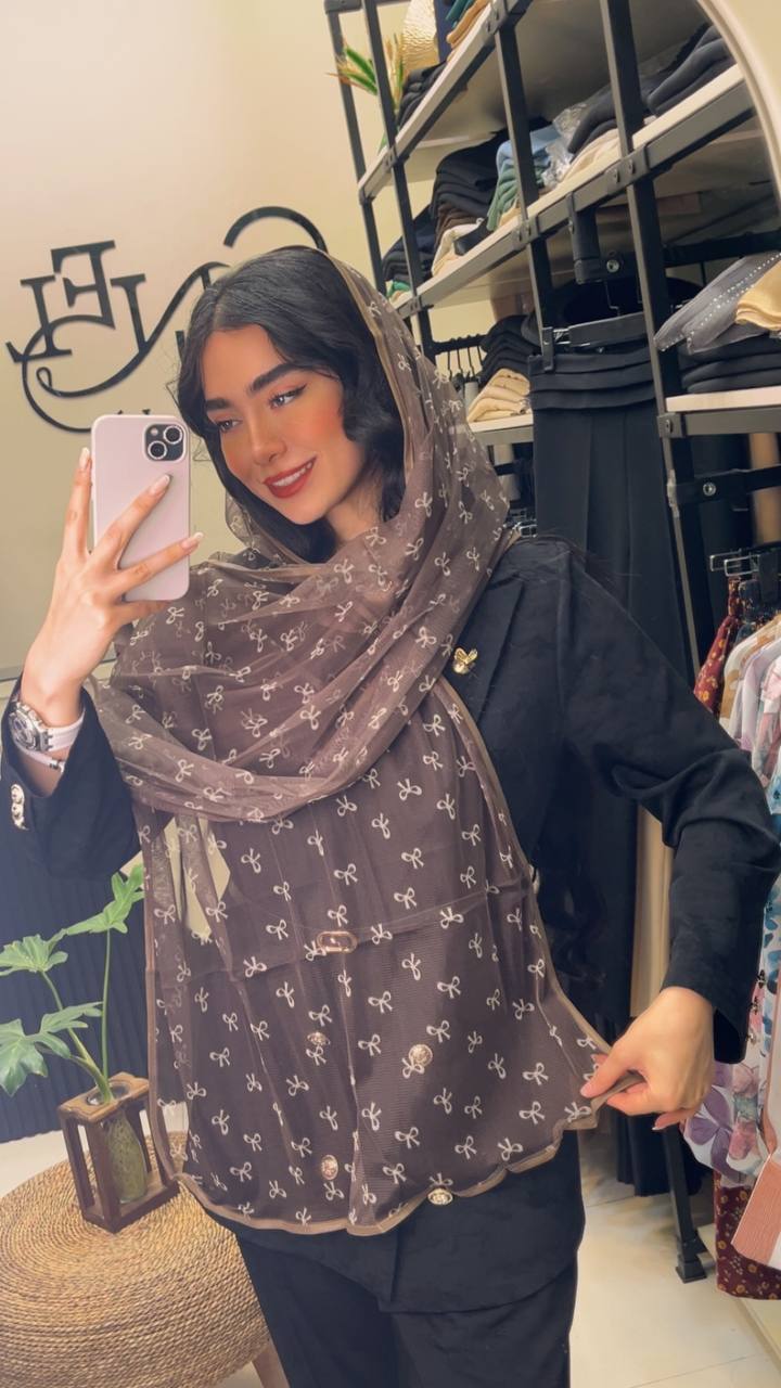 شال توری چاپی پاپیون بسته3رنگی کد sh63 (عمده)
