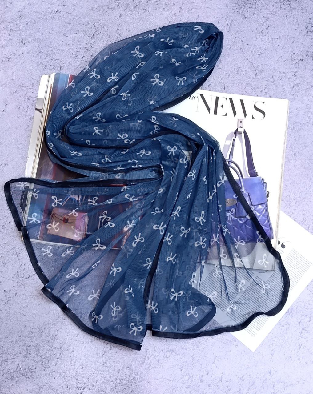 شال توری چاپی پاپیون بسته3رنگی کد sh63 (عمده)
