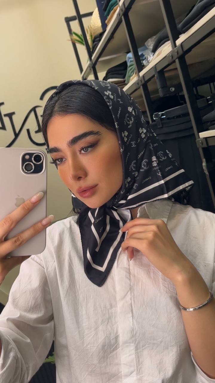 مینی اسکارف ابریشم توییل پک سفیدمشکی بسته6طرحی کد mt40 (عمده)
