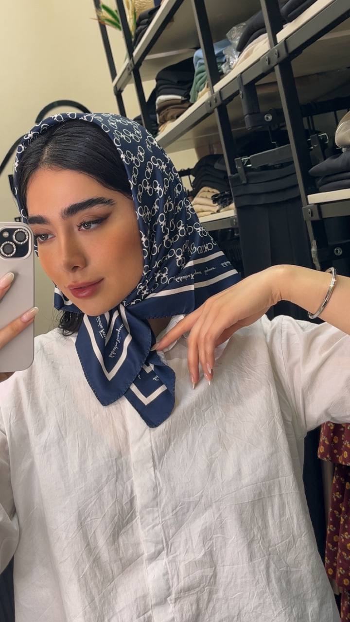مینی اسکارف ابریشم توییل پک سورمه ای بسته6طرحی کد mt41 (عمده)