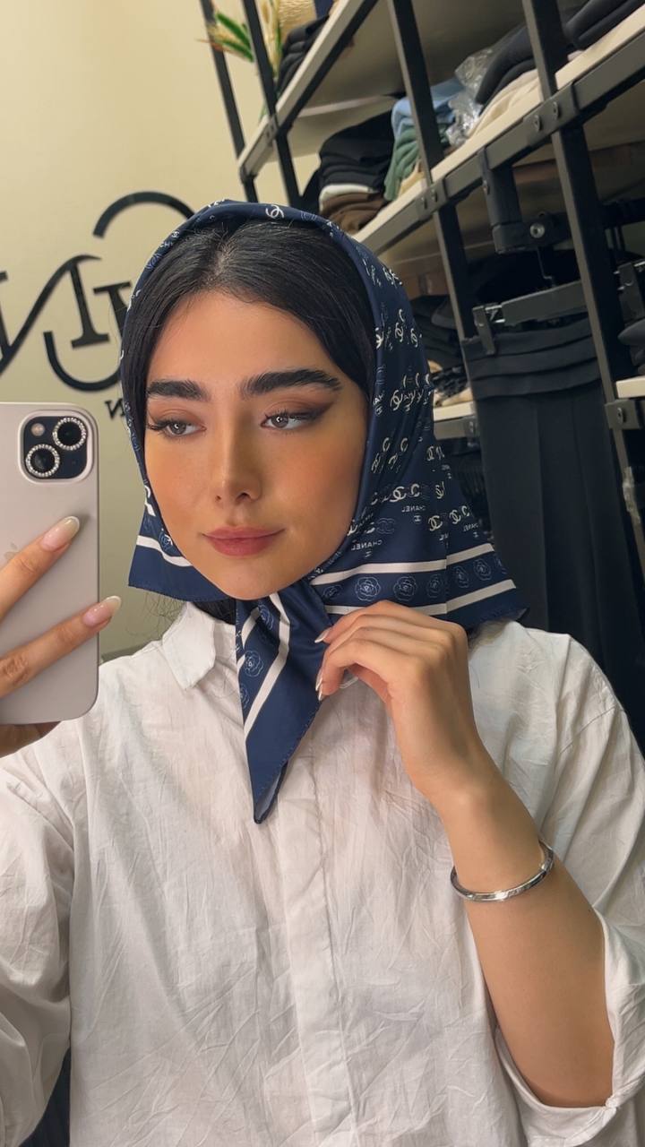 مینی اسکارف ابریشم توییل پک سورمه ای بسته6طرحی کد mt41 (عمده)