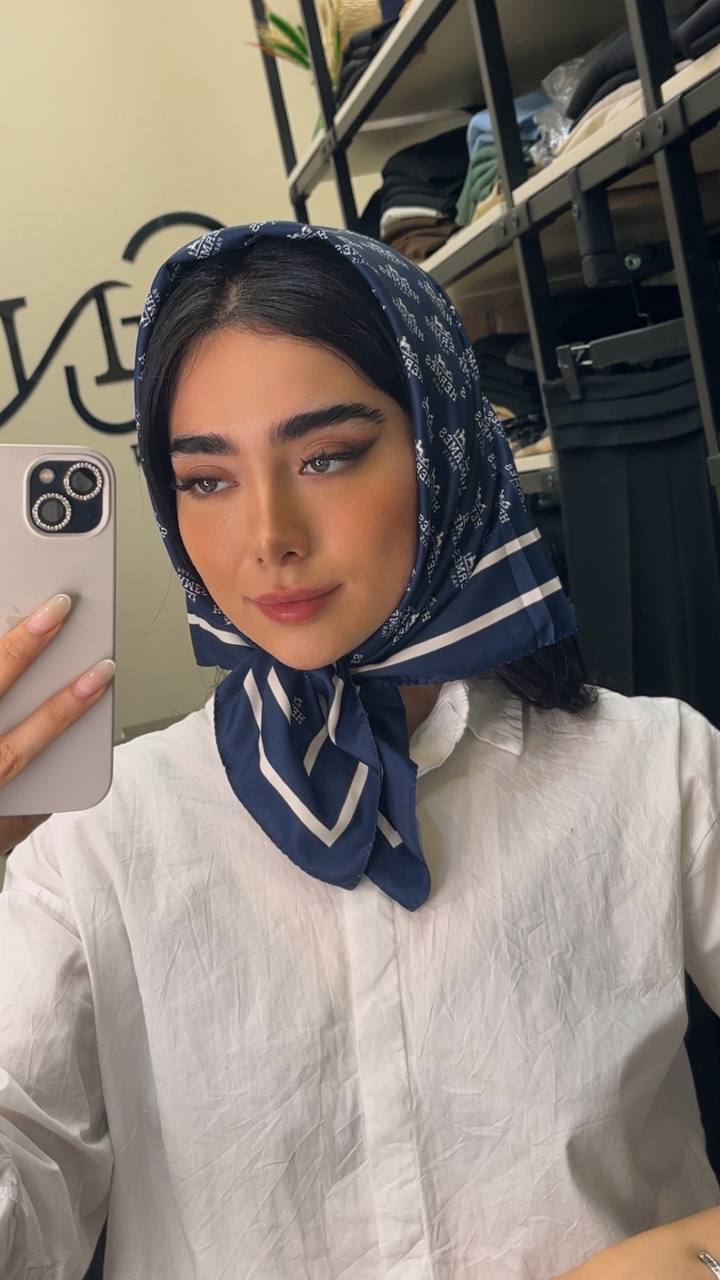 مینی اسکارف ابریشم توییل پک سورمه ای بسته6طرحی کد mt41 (عمده)