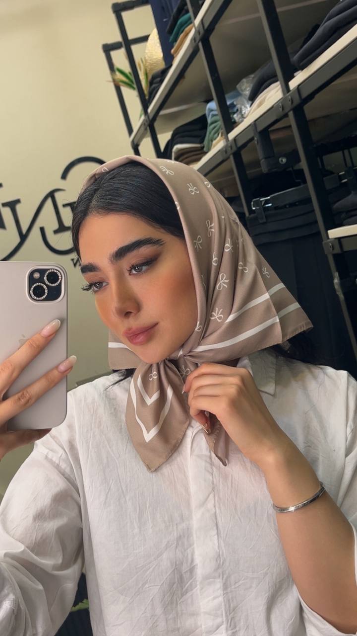 مینی اسکارف ابریشم توییل پک کرم بسته6طرحی کد mt44 (عمده)
