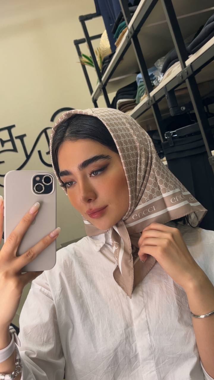 مینی اسکارف ابریشم توییل پک کرم بسته6طرحی کد mt44 (عمده)
