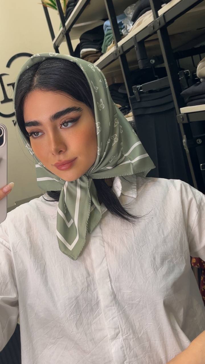 مینی اسکارف ابریشم توییل پک سبزپاستیلی بسته6طرحی کد mt45 (عمده)
