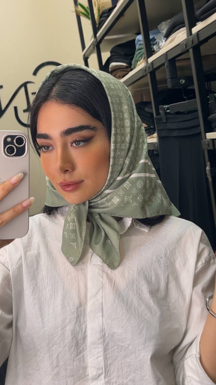 مینی اسکارف ابریشم توییل پک سبزپاستیلی بسته6طرحی کد mt45 (عمده)
