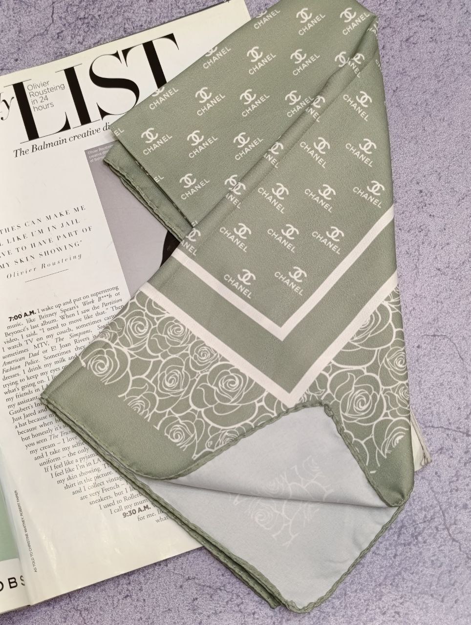 مینی اسکارف ابریشم توییل پک سبزپاستیلی بسته6طرحی کد mt45 (عمده)
