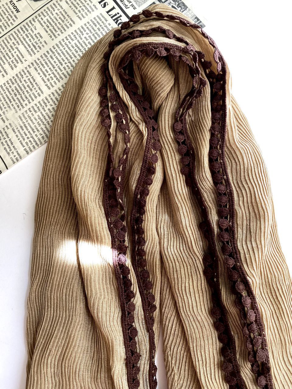 شال پلیسه سنگشور دورنوار پک کرم بسته5طرحی کد sp56 (عمده)
