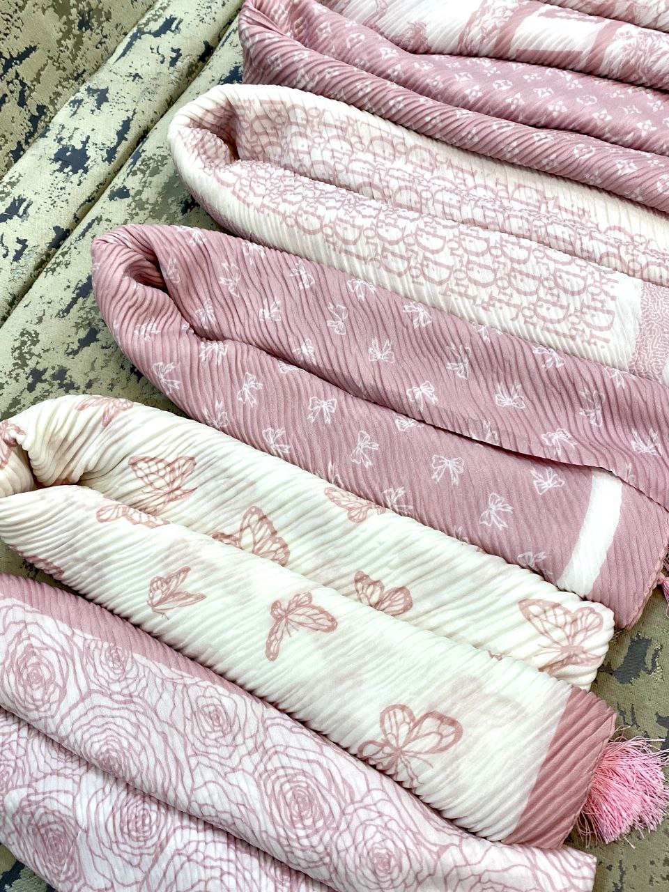 شال پلیسه پک صورتی بسته10طرحی کد sp57 (عمده)
